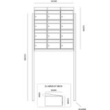 Stoer! Brickset 3-Breed, 4-Hoog Met Dak - Zwart - Modulair Brievenbussysteem