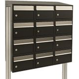 Stoer! Brickset 3-Breed, 4-Hoog Met Dak - Zwart - Modulair Brievenbussysteem