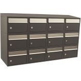 Stoer! Brickset 4-Breed 3-Hoog Met Dak Antraciet - Modulair Brievenbussysteem