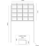 Stoer! - Brickset 4-Breed 4-Hoog Met Dak - Antraciet - Modulair Brievenbussysteem