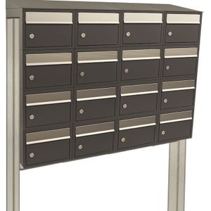 Stoer! - Brickset 4-Breed 4-Hoog Met Dak - Antraciet - Modulair Brievenbussysteem