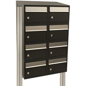 Stoer! Brickset - Brievenbussysteem - Zwart - Statief - 8 Brievenbussen