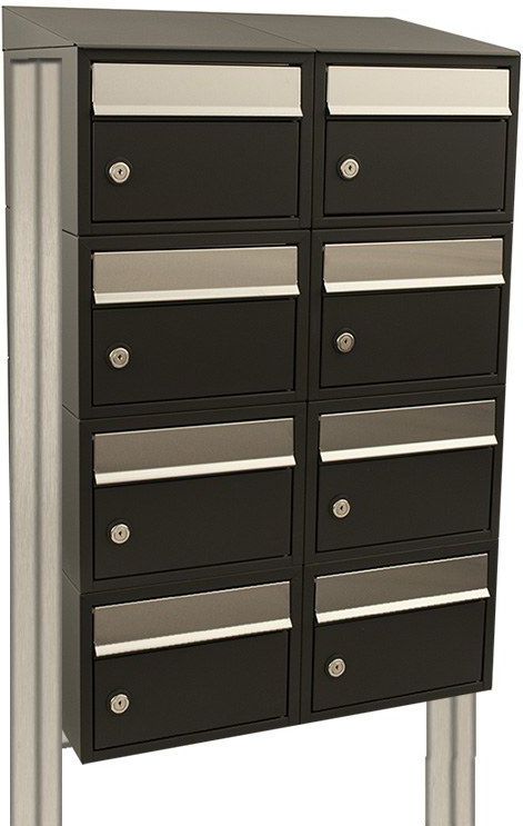 Stoer! Brickset - Brievenbussysteem - Zwart - Statief - 8 Brievenbussen