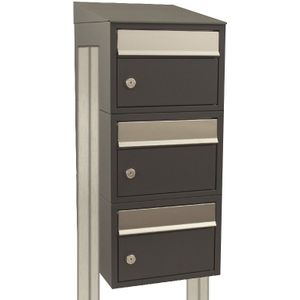 Stoer! Brickset 3-Hoog Brievenbussysteem Antraciet - Modulair - Gegalvaniseerd