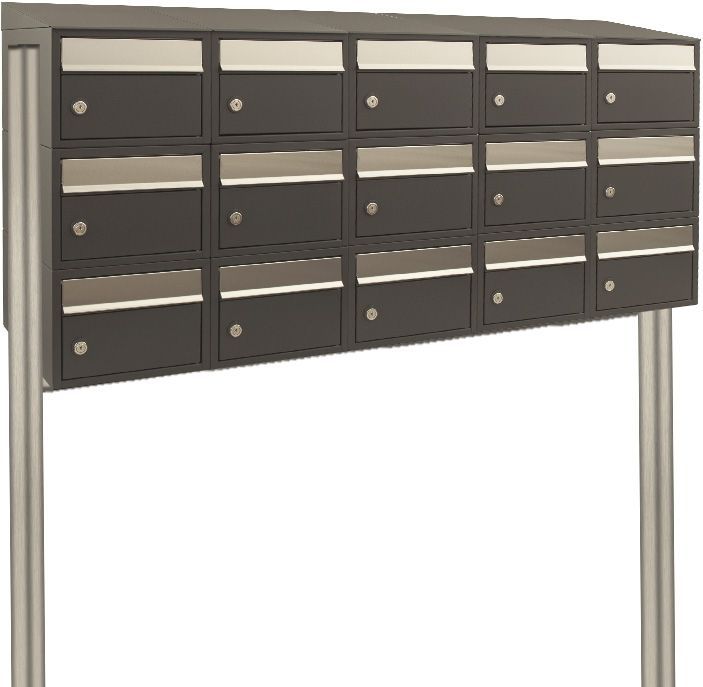 Stoer! Brickset 5-Breed 3-Hoog Met Dak Antraciet - Modulair Brievenbussysteem