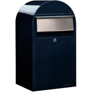 BOBI Brievenbus Grande - Zwartblauw - RVS Klep