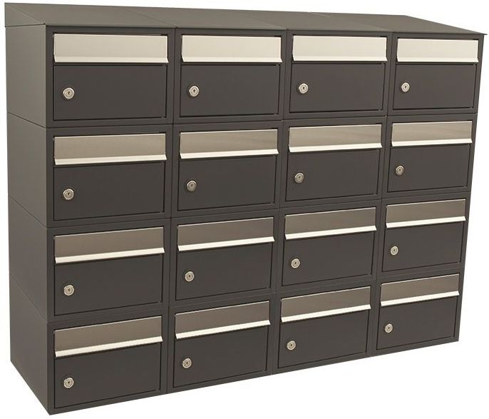 Stoer! Brickset - Brievenbussysteem - Antraciet - Modulair - 16 Stuks