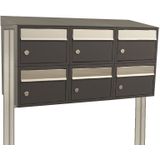 Stoer! Brickset 3-Breed 2-Hoog Met Dak Antraciet - Modulair Brievenbussysteem - Compleet Blok