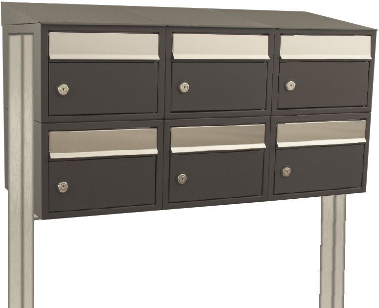 Stoer! Brickset 3-Breed 2-Hoog Met Dak Antraciet - Modulair Brievenbussysteem - Compleet Blok