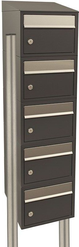 Stoer! Brickset 5-Hoog Met Dak Antraciet - Modulair Brievenbussysteem - 4 Brievenbussen