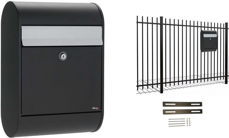 Hekbrievenbus Allux 5000 - zwart met grijze klep