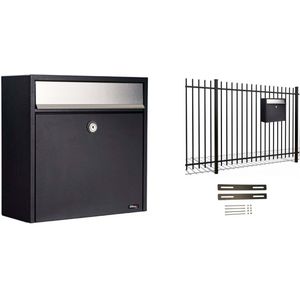 Hekbrievenbus Allux 2500 - zwart met RVS klep