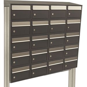 Stoer! Brickset - Brievenbussysteem - Antraciet - 20 Stuks - Met Dak en Statief