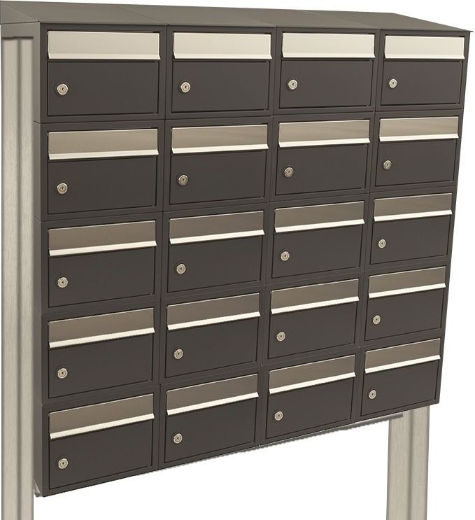 Stoer! Brickset - Brievenbussysteem - Antraciet - 20 Stuks - Met Dak en Statief