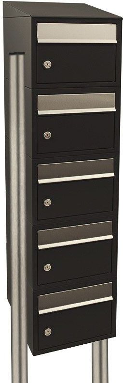 Stoer! Brickset - 5-Hoog Met Dak - Zwart - Modulair Brievenbussysteem