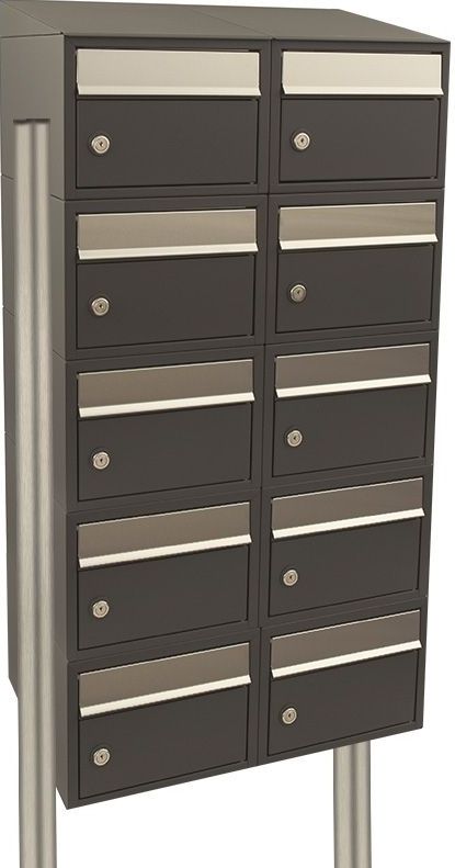 Stoer! Brickset 2-Breed 5-Hoog Met Dak Antraciet - Modulair Brievenbussysteem