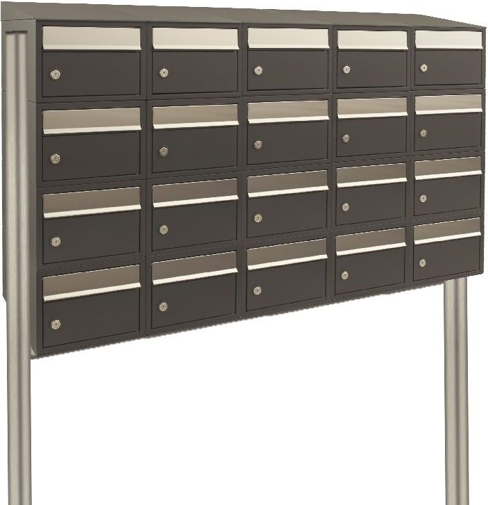 Stoer! Brickset 5-Breed 4-Hoog Met Dak Antraciet - Modulair Brievenbussysteem - 20 Brievenbussen