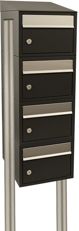 Stoer! Brickset 4-Hoog Met Dak - Brievenbussysteem - Zwart - Gegalvaniseerd