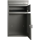 SafePost 45 wandrievenbus met pakketvak staal - zilvergrijs