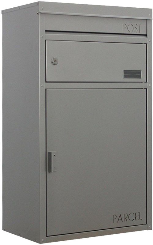 SafePost 45 wandrievenbus met pakketvak staal - zilvergrijs