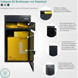 SafePost 65 brievenbus met pakketvak staal - antracietgrijs