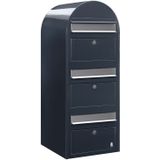 BOBI - Brievenbus Trio - Donkergrijs - RAL 7016 - Met RVS Klep