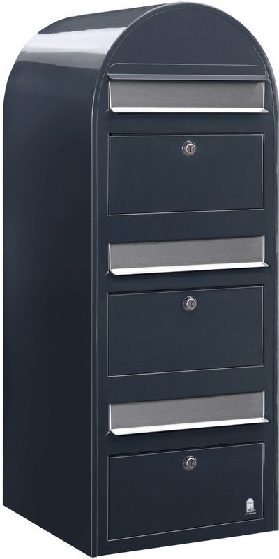 BOBI - Brievenbus Trio - Donkergrijs - RAL 7016 - Met RVS Klep