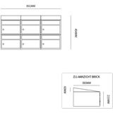 Stoer! Brickset 3-Breed, 2-Hoog Met Dak Antraciet - Brievenbussysteem - Gegalvaniseerd - RVS Briefklep