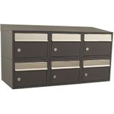 Stoer! Brickset 3-Breed, 2-Hoog Met Dak Antraciet - Brievenbussysteem - Gegalvaniseerd - RVS Briefklep