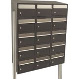 Stoer! Brickset - Brievenbussysteem - Antraciet - 15 Brievenbussen - Met Dak Op Statief