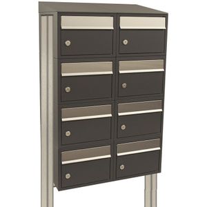 Stoer! Brickset - 2-Breed 4-Hoog Met Dak - Antraciet - 8 Brievenbussen