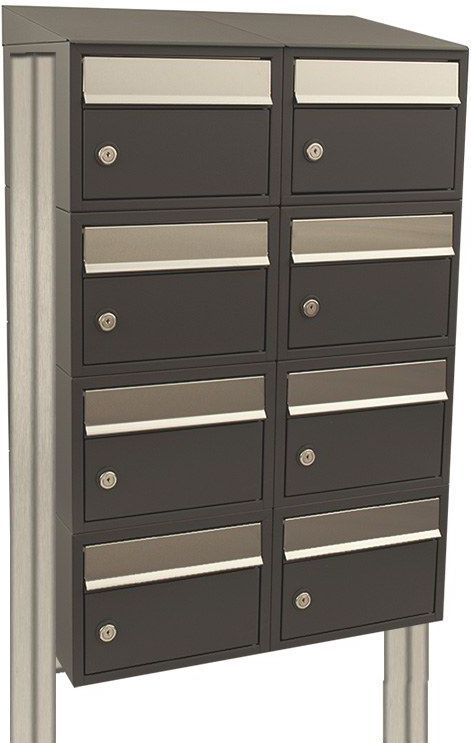 Stoer! Brickset - 2-Breed 4-Hoog Met Dak - Antraciet - 8 Brievenbussen