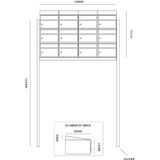 Stoer! Brickset - 4-Breed 3-Hoog Met Dak - Zwart Antraciet - Modulair Brievenbussysteem