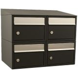 Stoer! Brickset 2-Breed 2-Hoog Met Dak Zwart - Modulair Brievenbussysteem - Gegalvaniseerd