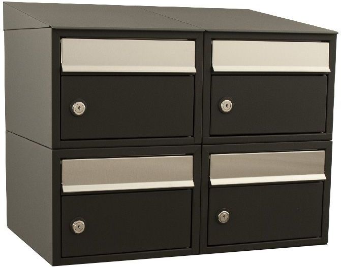 Stoer! Brickset 2-Breed 2-Hoog Met Dak Zwart - Modulair Brievenbussysteem - Gegalvaniseerd