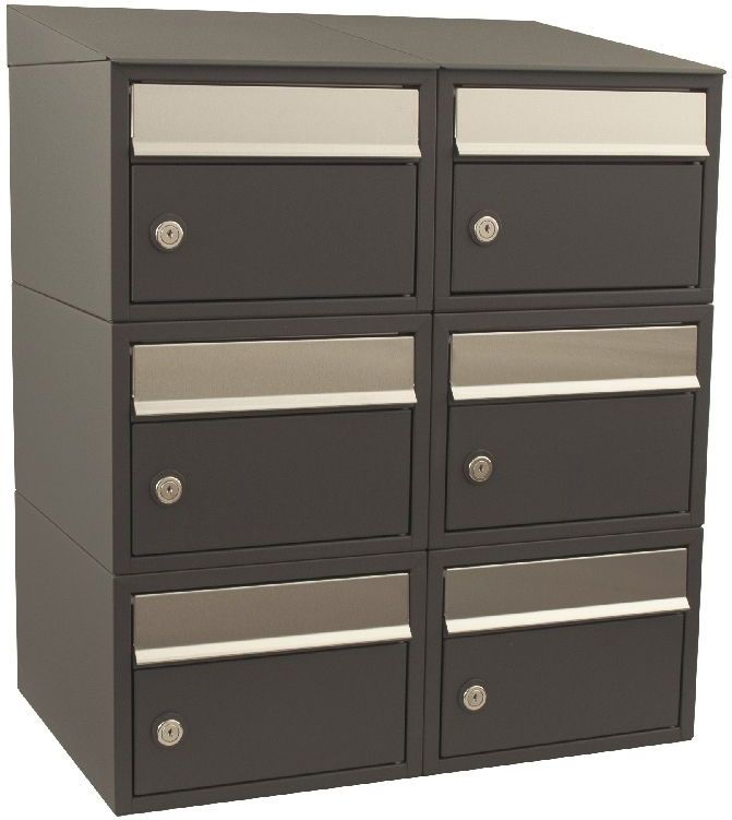 Stoer! Brickset 2-Breed 3-Hoog Met Dak Antraciet - Modulair Brievenbussysteem