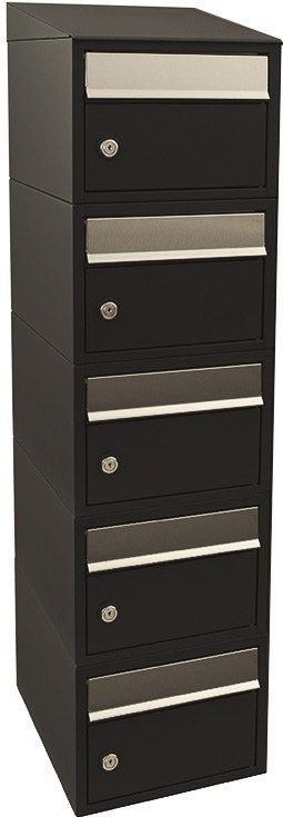 Stoer! Brickset 5-Hoog Met Dak - Zwart - Modulair Brievenbussysteem
