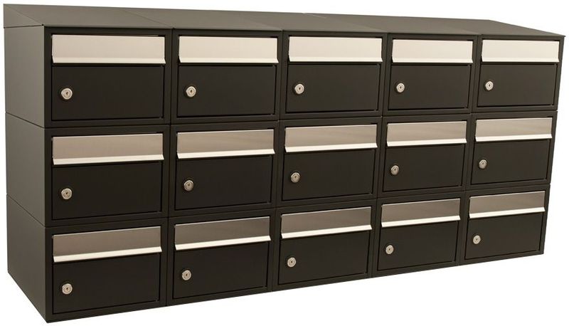 Stoer! Brickset - Brievenbussysteem - Zwart - 15 Brievenbussen - 5 Dakjes