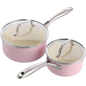 GreenLife Artisan Roze 4-delige steelpanset met deksel - inductie - anti-aanbak - PFAS-vrij