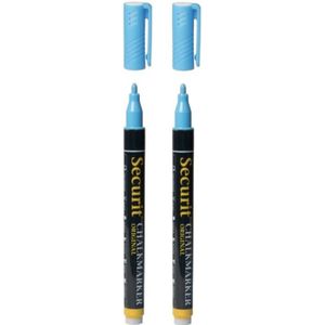 2x stuks blauwe krijtstiften ronde punt 1-2 mm