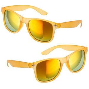 4x stuks hippe zonnebril geel met spiegelglazen - Verkleedbrillen