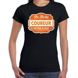 Cadeau t-shirt voor de beste coureur voor dames - zwart met oranje - coureurs / racen - kado shirt / kleding - moederdag / collega