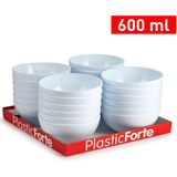 Plasticforte kommetjes/schaaltjes - dessert/ontbijt - kunststof - D14 x H6 cm - ivoor wit - BPA vrij