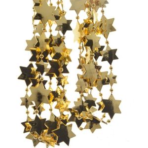 10x stuks gouden sterren kralenslingers kerstslingers 270 cm - Guirlande kralenslingers - Gouden kerstboom versieringen