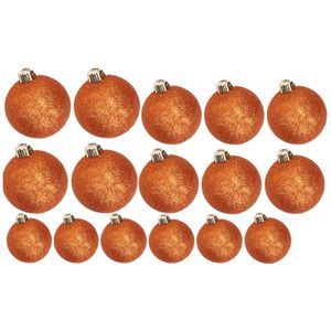 Kerstversiering set glitter kerstballen in het oranje 6 - 8 - 10 cm pakket - 50x stuks inhoud