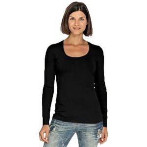 Bodyfit dames shirt lange mouwen/longsleeve navy blauw - Dameskleding basic shirts