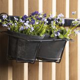 Esschert Design Balkon bloempothouder dubbel - bloembak met ophanging - zwart metaal - 34 x 26 x 19 cm