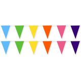 2x Gekleurde stoffen vlaggenlijnen/slingers 10 meter - Feestartikelen versiering - Duurzame herbruikbare slinger van stof