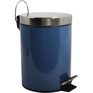 MSV Prullenbak/pedaalemmer - metaal - marine blauw - 3 liter - 17 x 25 cm - Badkamer/toilet