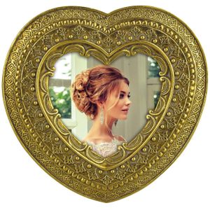 Kunststof fotolijst hart goud barok geschikt voor een foto van 8 x 8 cm